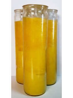 Auténtico Velón Esotérico Amarillo en Vaso de Cristal Grueso