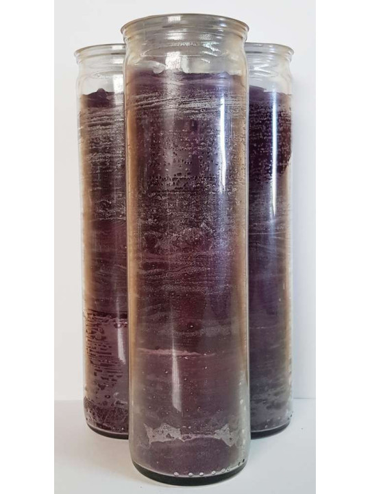 Auténtico Velón Esotérico Morado en Vaso de Cristal Grueso