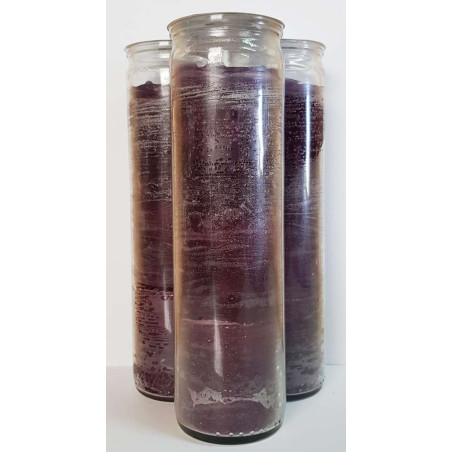 Auténtico Velón Esotérico Morado en Vaso de Cristal Grueso