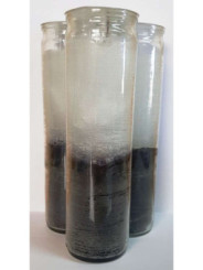 Auténtico Velón Esotérico Negro Blanco en Vaso de Cristal Grueso