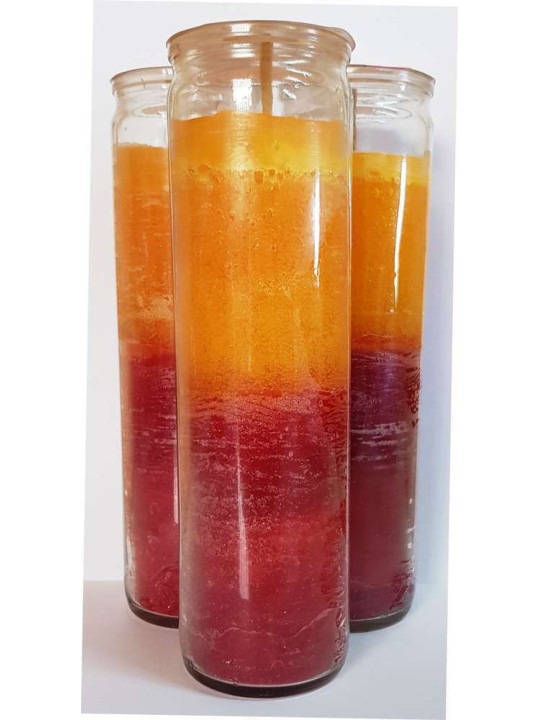 Auténtico Velón Esotérico Rojo-Amarillo en Vaso de Cristal Grueso