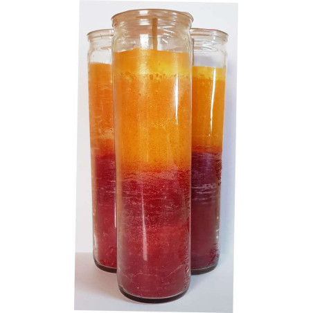 Auténtico Velón Esotérico Rojo-Amarillo en Vaso de Cristal Grueso