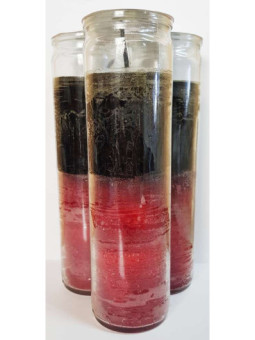 Auténtico Velón Esotérico Rojo-Negro en Vaso de Cristal Grueso