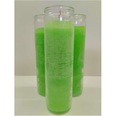 Auténtico Velón Esotérico Negro-Verde en Vaso de Cristal Grueso