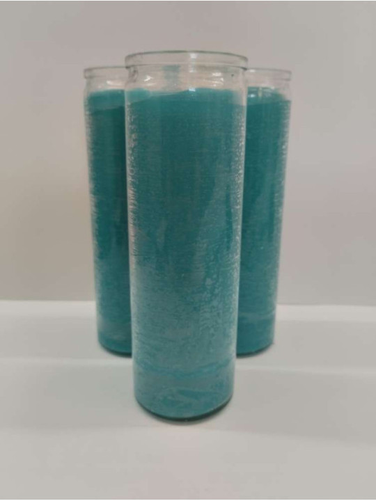 Auténtico Velón Esotérico Verde Claro en Vaso de Cristal Grueso
