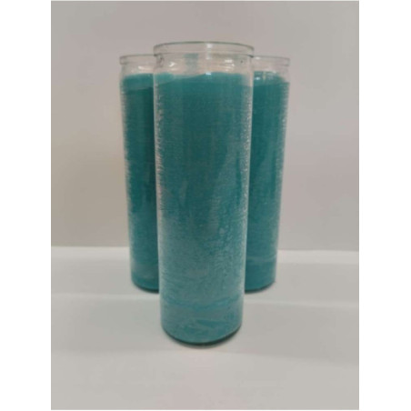 Auténtico Velón Esotérico Verde Claro en Vaso de Cristal Grueso