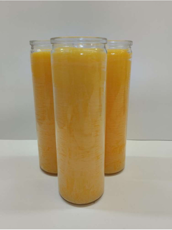 Auténtico Velón Esotérico Azul Claro en Vaso de Cristal Grueso