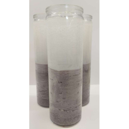 Auténtico Velón Esotérico Negro-Blanco en Vaso de Cristal Grueso