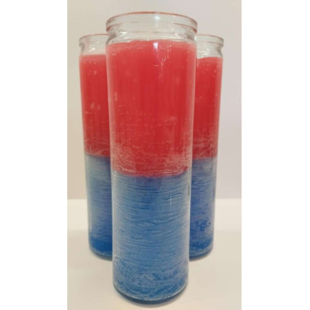 Auténtico Velón Esotérico Rojo-Rosa en Vaso de Cristal Grueso