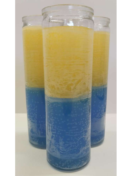 Auténtico Velón Esotérico Naranja-Amarillo en Vaso de Cristal Grueso
