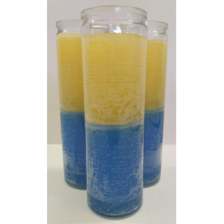 Auténtico Velón Esotérico Naranja-Amarillo en Vaso de Cristal Grueso