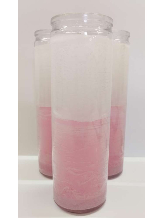 Auténtico Velón Esotérico Verde-Blanco en Vaso de Cristal Grueso