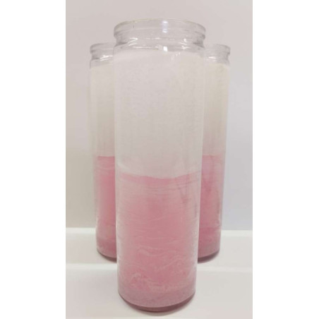 Auténtico Velón Esotérico Verde-Blanco en Vaso de Cristal Grueso
