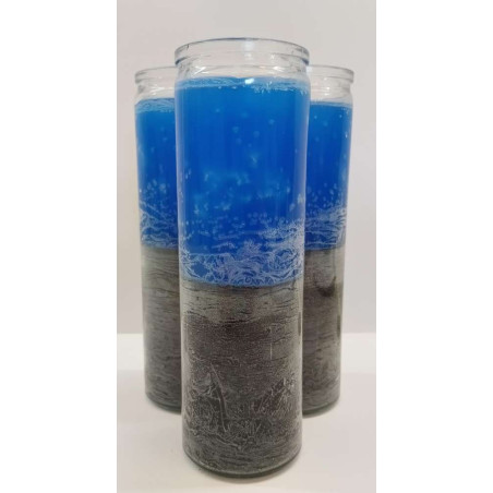 Auténtico Velón Esotérico Rosa-Blanco en Vaso de Cristal Grueso