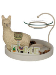 Quemador de Aceite Jardín Llama Cerámica  Blanca.
