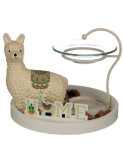 Quemador de Aceite Jardín Llama Cerámica  Blanca.