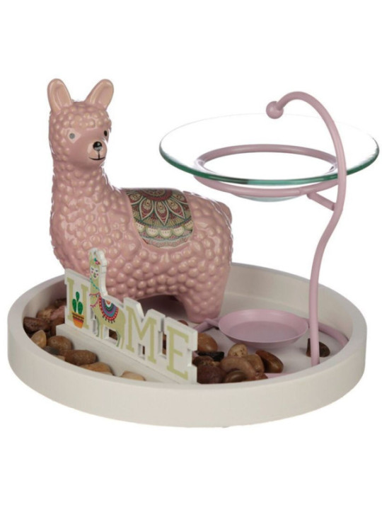 Quemador de Aceite Jardín Llama Cerámica Rosa
