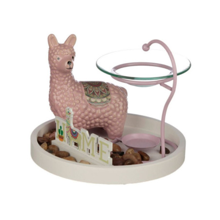 Quemador de Aceite Jardín Llama Cerámica Rosa