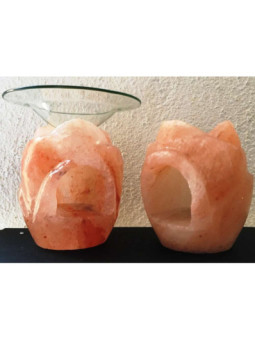 Quemador de Aceite forma Rosa  Natural de Sal del Himalaya