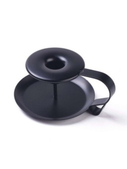 Posa Velas Negro de Metal. 6cm de altura x 11.5cm de diámetro