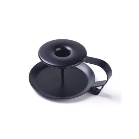 Posa Velas Negro de Metal. 6cm de altura x 11.5cm de diámetro