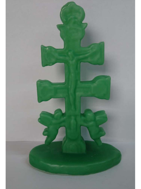 Vela Cruz de Caravaca Verde. 17 Centímetros
