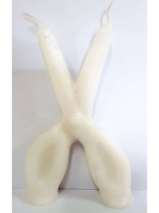 Vela Tijera Blanca Grande. 18 Centímetros