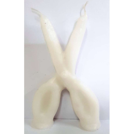 Vela Tijera Blanca Grande. 18 Centímetros