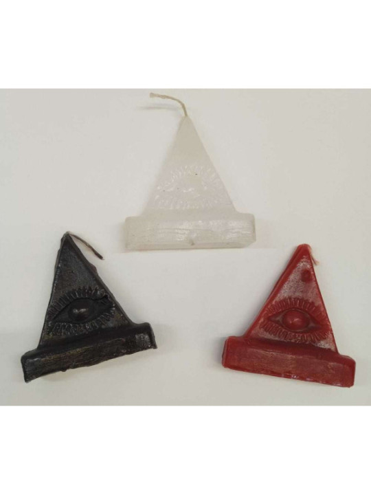 Vela Figura Artesana Pirámide Negra con Ojo