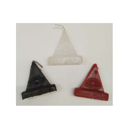 Vela Figura Artesana Pirámide Blanca con Ojo