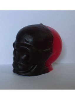 Vela Calavera Roja, Negra. 11 x 9 Centímetros