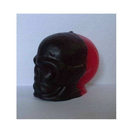 Vela Calavera Roja, Negra. 11 x 9 Centímetros