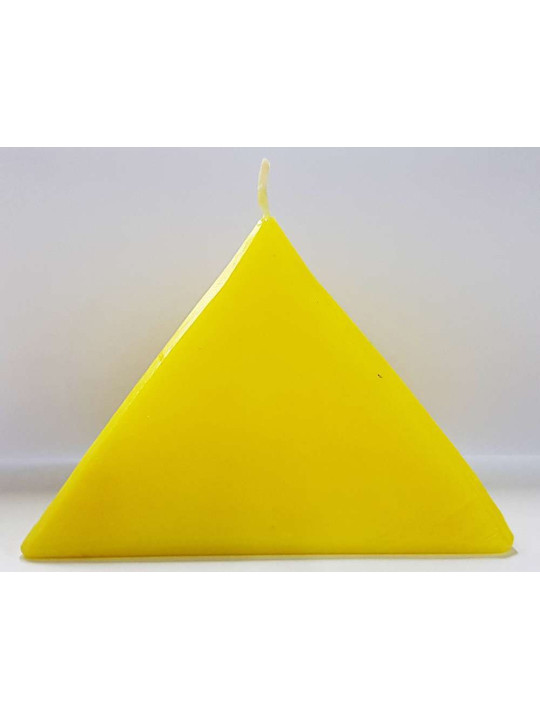 Vela Pirámide Amarilla, 10cm base x 7,5cm altura, Abrecaminos Dinero