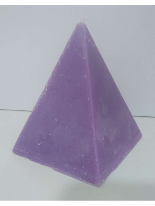 Vela Pirámide Morada, 10cm base x  13 cm altura, Abrecaminos Contra Obstáculos