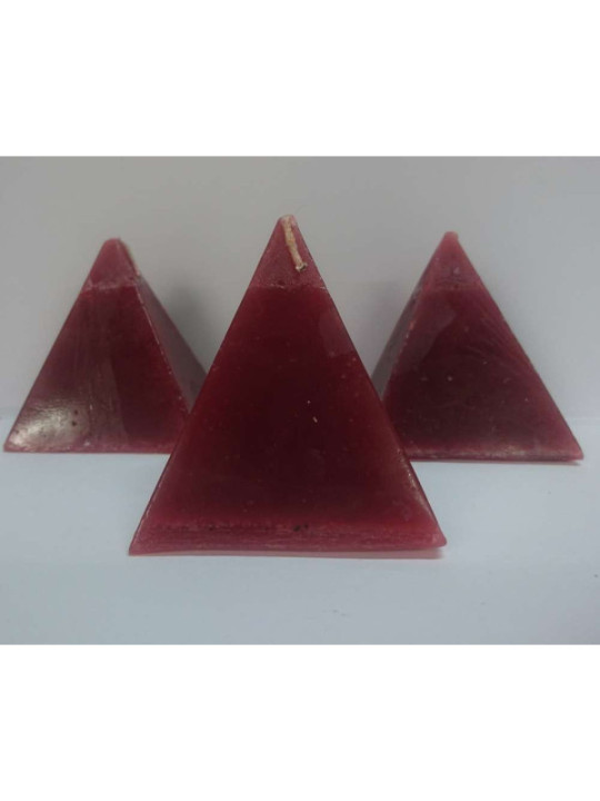 Vela Pirámide Pequeña Roja, 6cm base x 7cm altura, Abrecaminos Amor