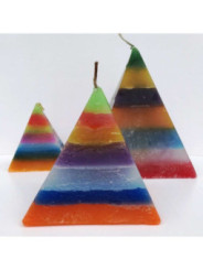 Vela Pirámide Pequeña 7 Colores, 7cm base x  9cm altura