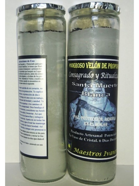 Velón Especial Petición Santa Muerte Blanca. Protección Familiar