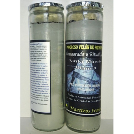 Velón Especial Petición Santa Muerte Blanca. Protección Familiar