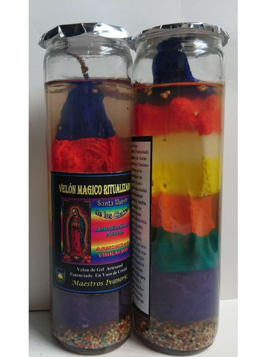 Velón Mágico de Gel, Santisima Muerte, Chakras