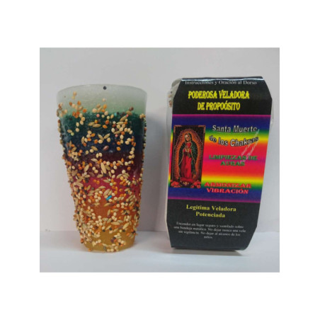 Veladora Especial de Petición Santa Muerte de los Chakras, Limpiezas de Aura