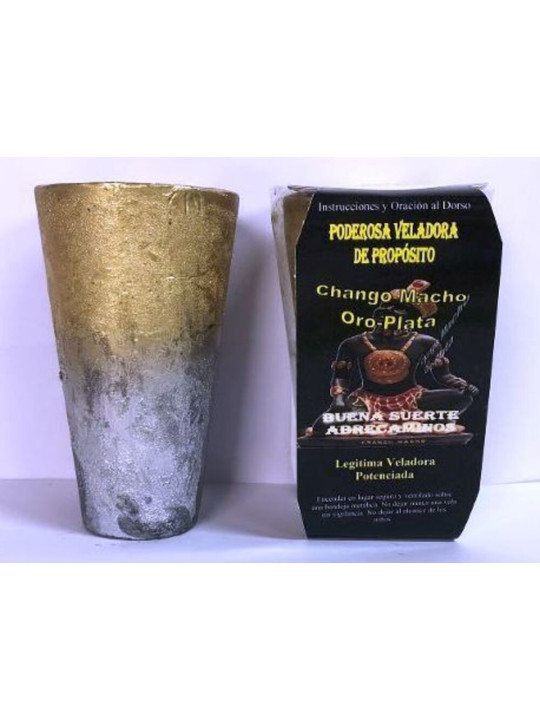 Veladora Especial de Petición Chango Oro y Plata, Buena Suerte