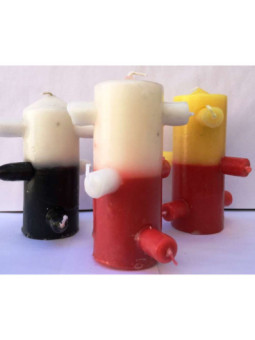 Velón 7 Mechas Tumba Trabajos Blanco-Rojo