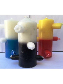 Velón 7 Mechas Tumba Trabajos Blanco-Negro