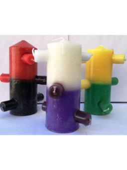 Velón 7 Mechas Tumba Trabajos Blanco-Violeta