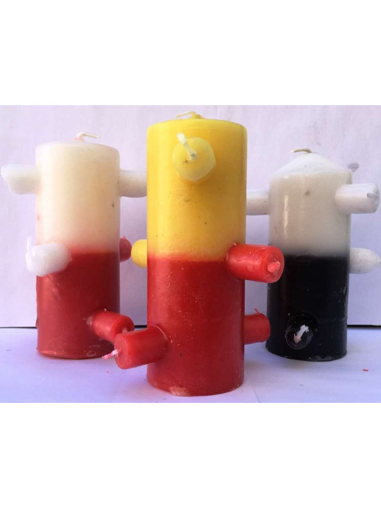 Velón 7 Mechas Tumba Trabajos Amarillo-Rojo