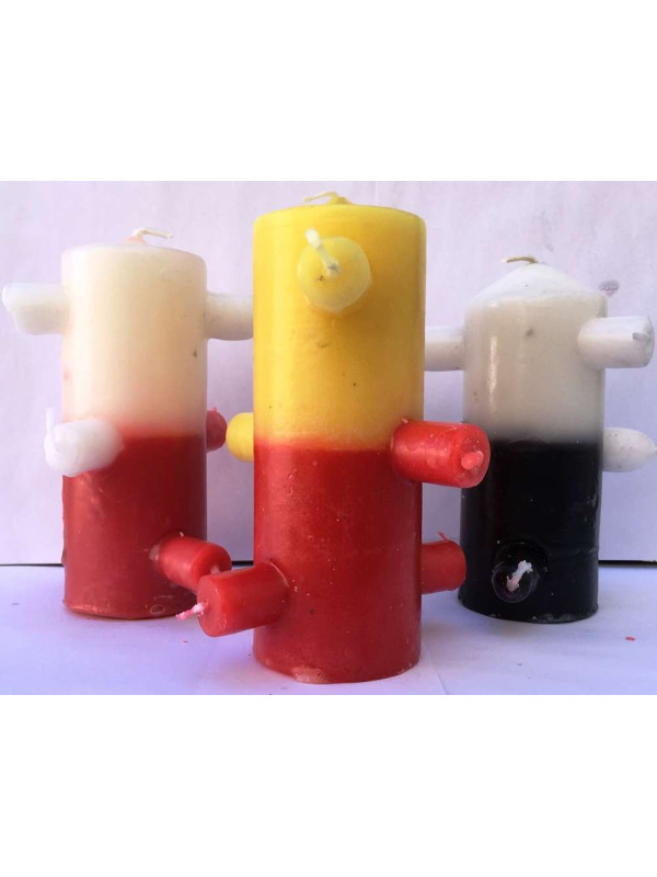 Velón 7 Mechas Tumba Trabajos Amarillo-Rojo