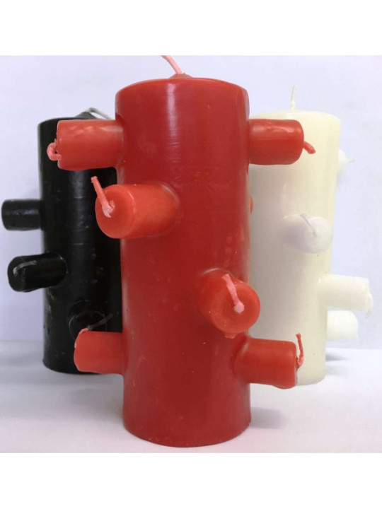 Velón 9 Mechas Tumba Trabajos Rojo