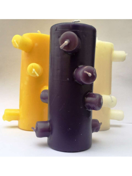 Velón 9 Mechas Tumba Trabajos Morado