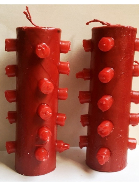 Velón 21 Mechas 23 cm Tumba Trabajos Rojo