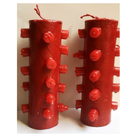 Velón 21 Mechas 23 cm Tumba Trabajos Rojo